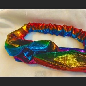 METALLIC RAINBOW PRIDE KNOTTED HEADBAND